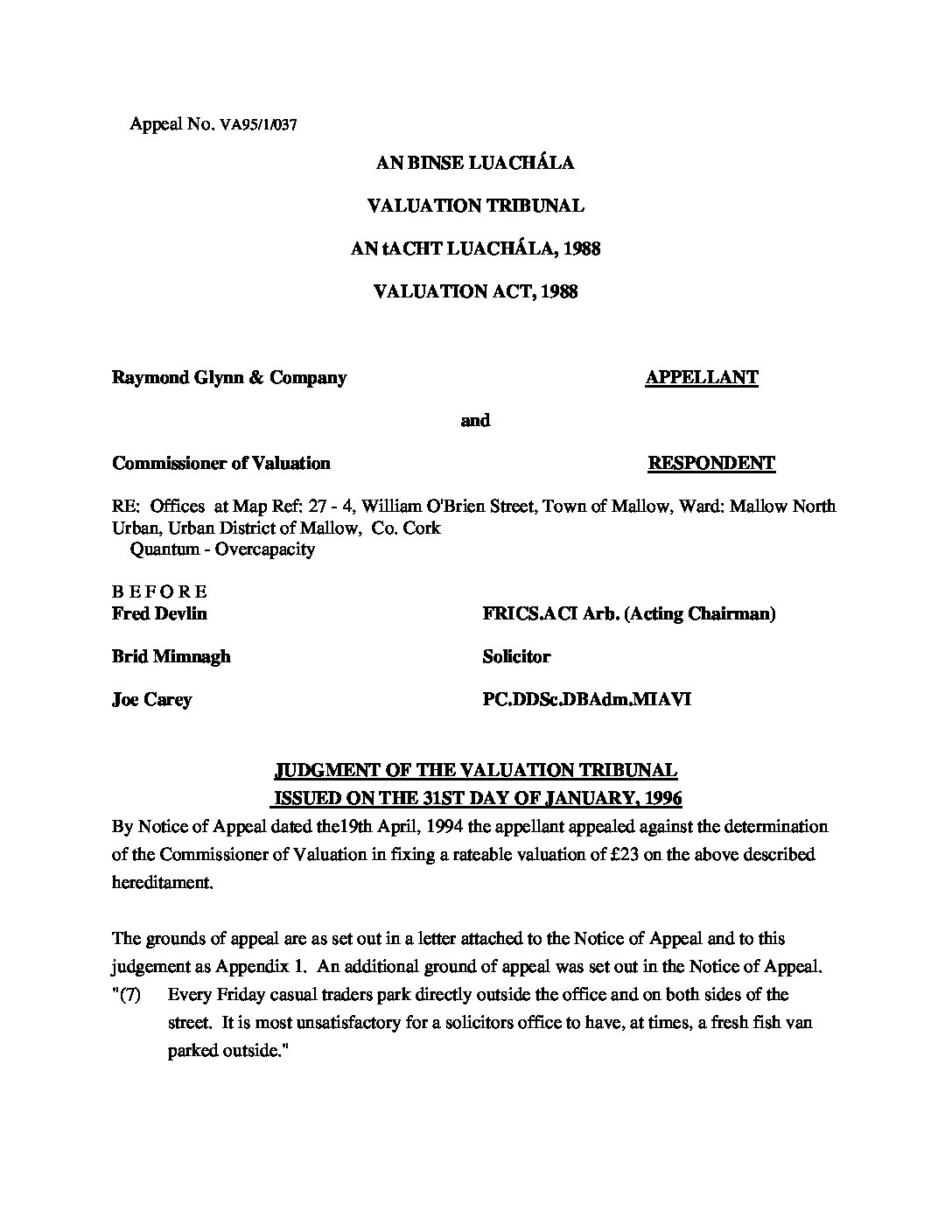 VA95.1.037 - Raymond Glynn & Company - An Binse Luachála
